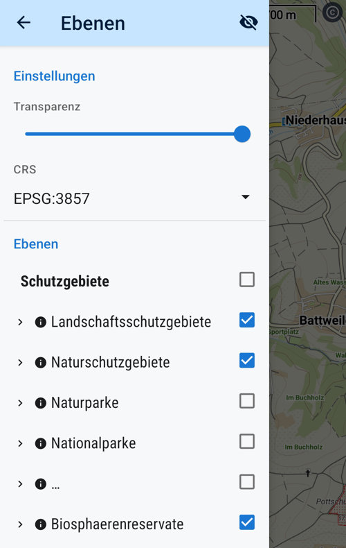 WMS-Layer BfN Schutzgebiete in Locus Map 4